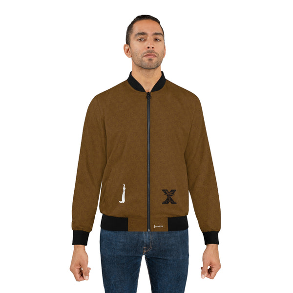 Men's Bomber Jacket Brown with Cannabis Pattern and Back Design 