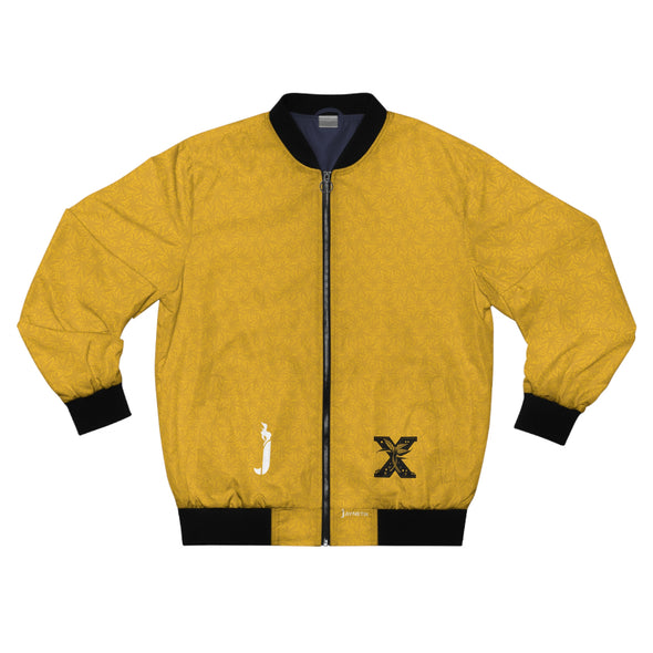 Bomber Jacket Yellow with Leave Pattern Alpha and "mindblown" Design