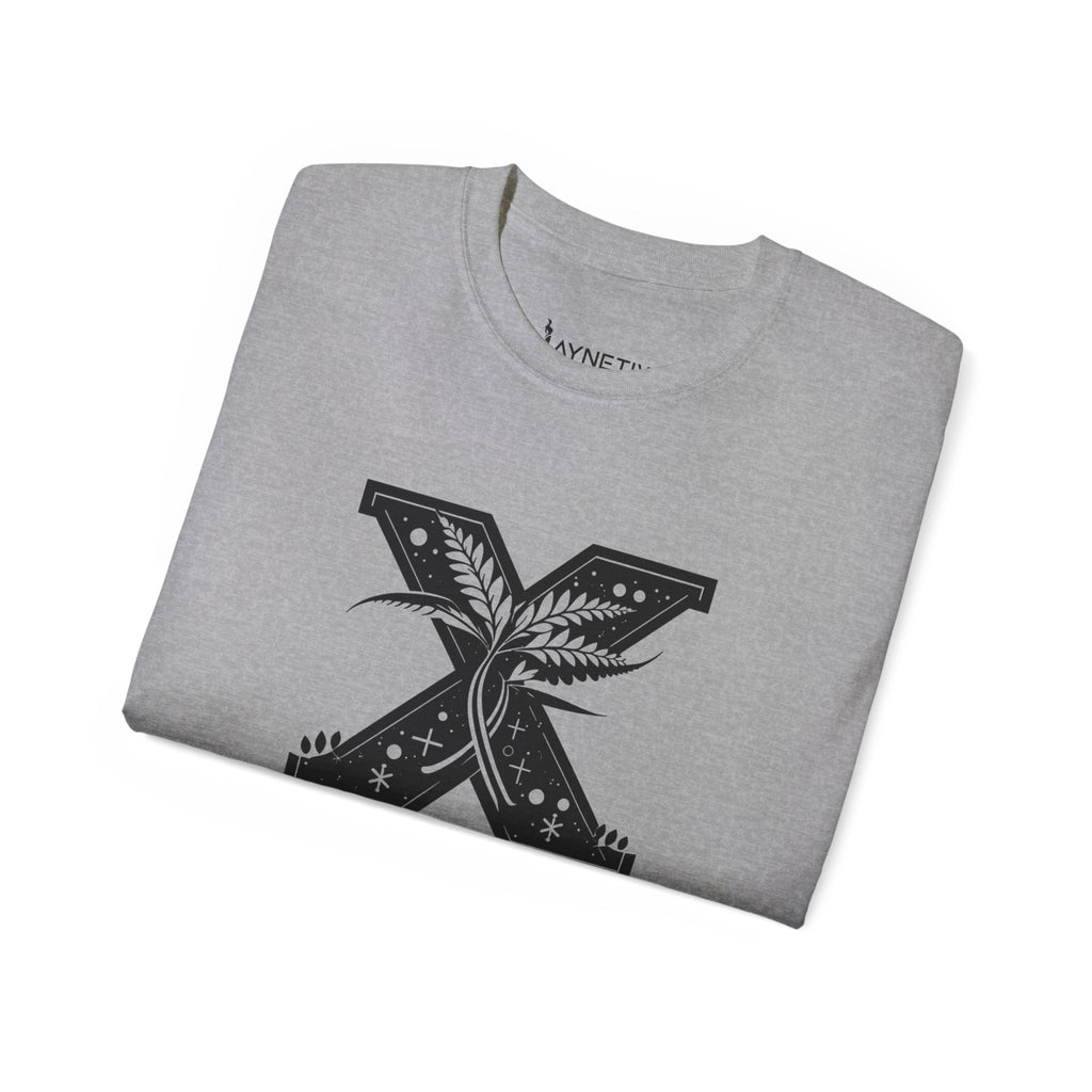 Unisex Ultra Cotton Tee with X Fern design