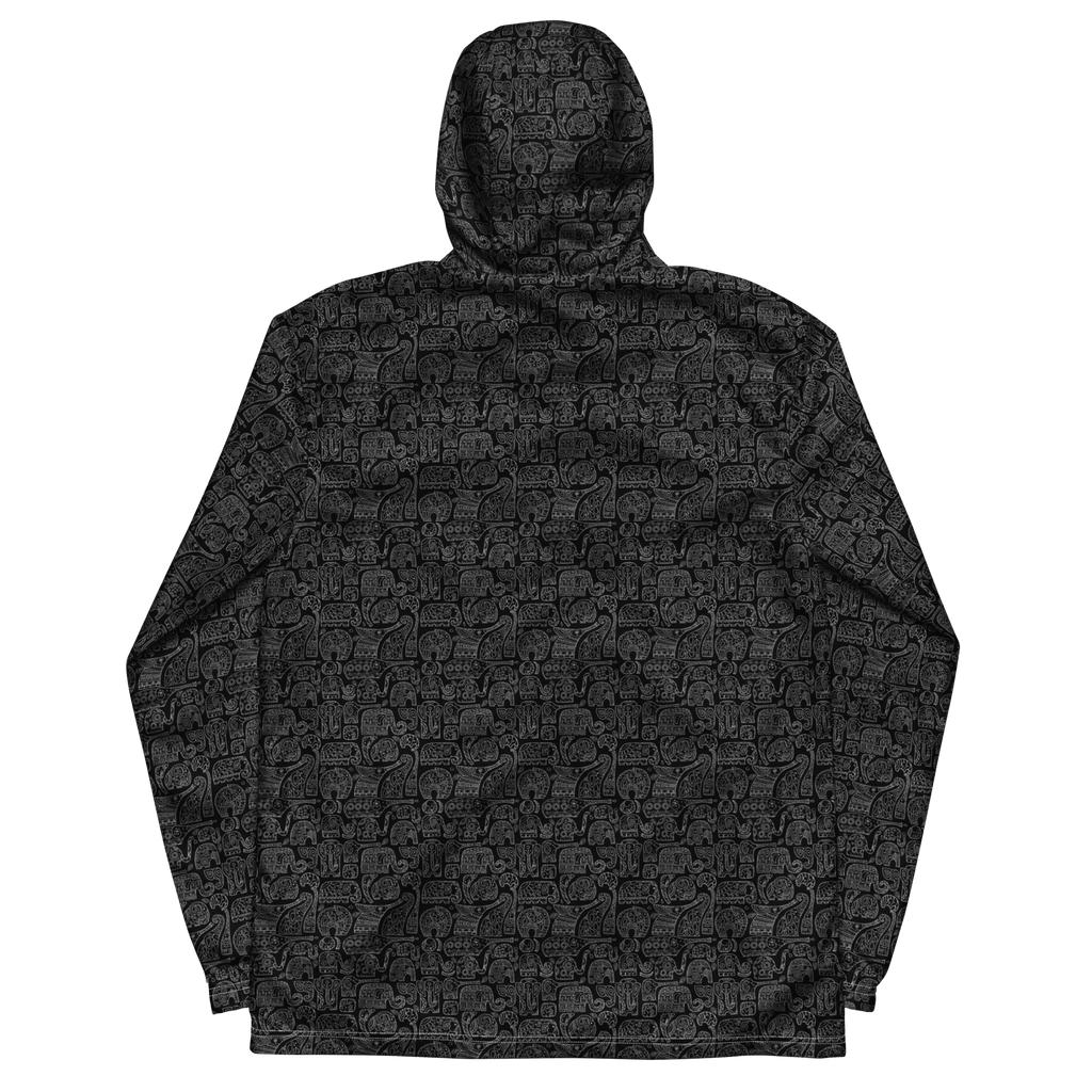 Black windbreaker Jacket with black elephant pattern