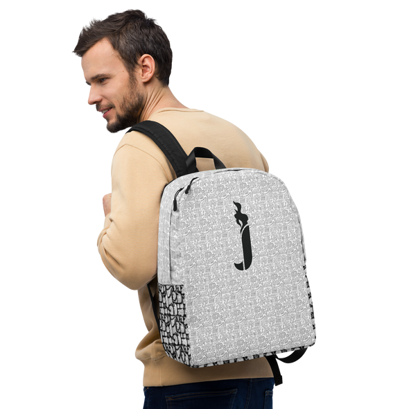 Handy Backpack with Black and White Elephant Pattern & J