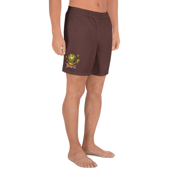 Brown Unisex Athletic Long Shorts with leaf pattern and Plantmonster Alpha