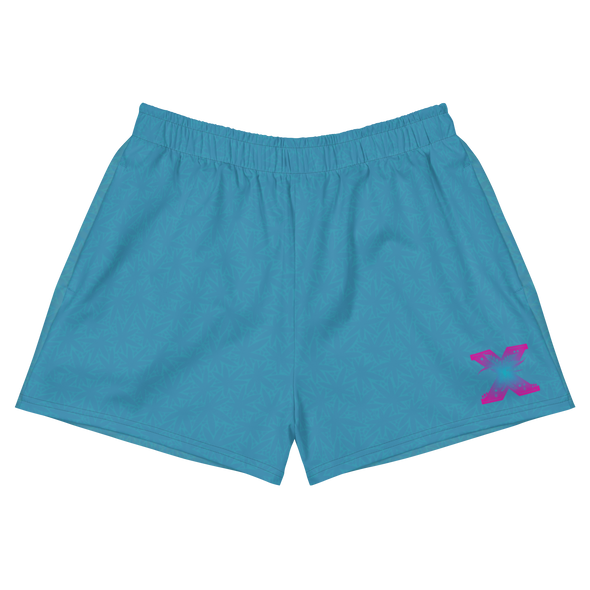 Dear Teal Women’s Recycled Athletic Shorts with leave Pattern