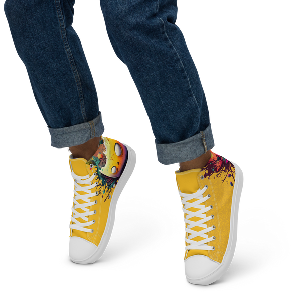 Men’s high top canvas shoes with leave pattern and mindblown design