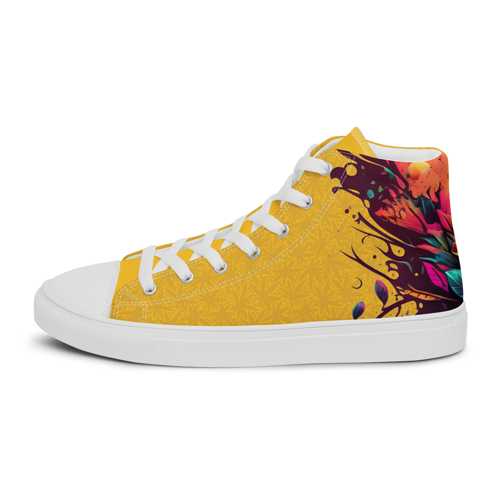 Men’s high top canvas shoes with leave pattern and mindblown design