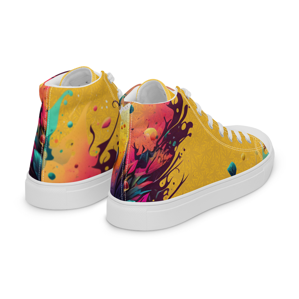 Yellow Men’s high top canvas shoes with mindblown design