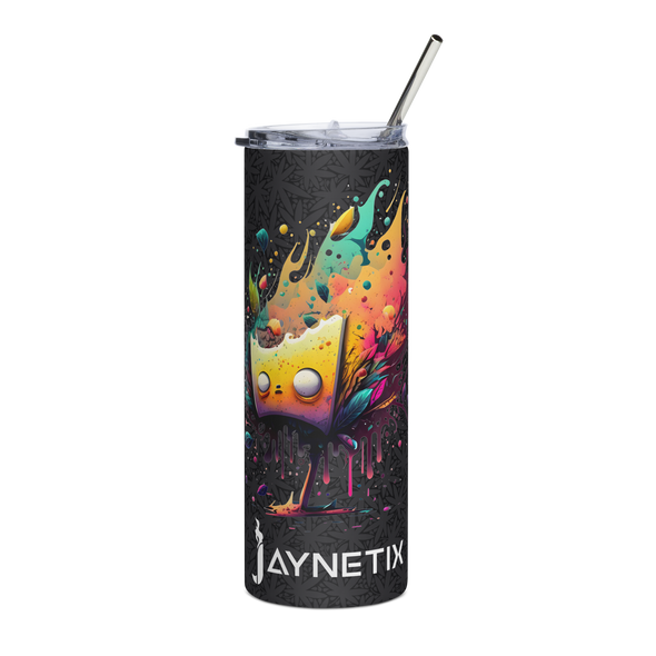 Stainless steel tumbler with leave Pattern and mindblown design by Jaynetix
